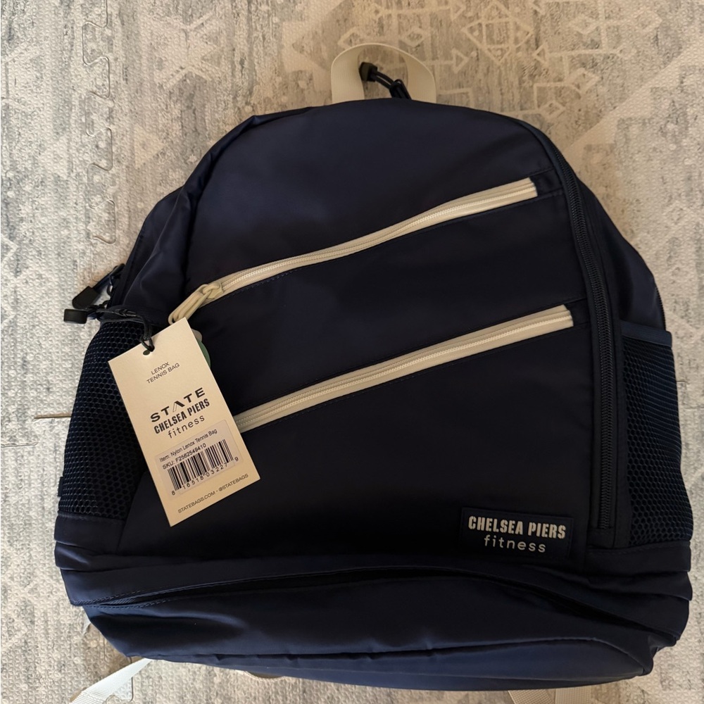 STATE x Chelsea Piers Lenox Tennis Backpack Navy with White Accents